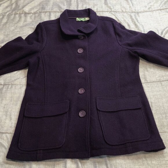 LL Bean PXL Petite XL Jacket unlined Italian boild 100% wool Barn Coat Bellandi - Picture 3 of 12